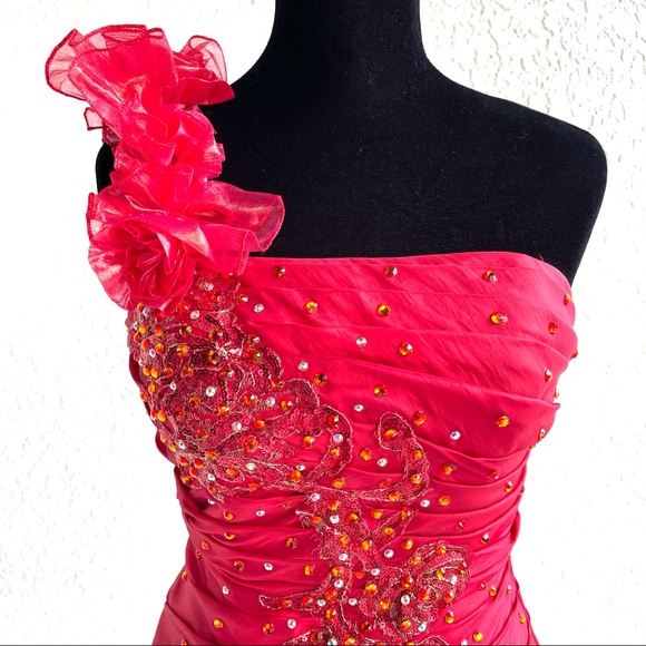 Red Cocktail Prom Pageant Dress Custom Made - Picture 5 of 6